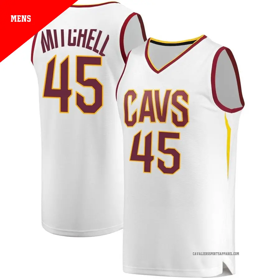 45 Men's Donovan Mitchell Cleveland Cavaliers White Fast